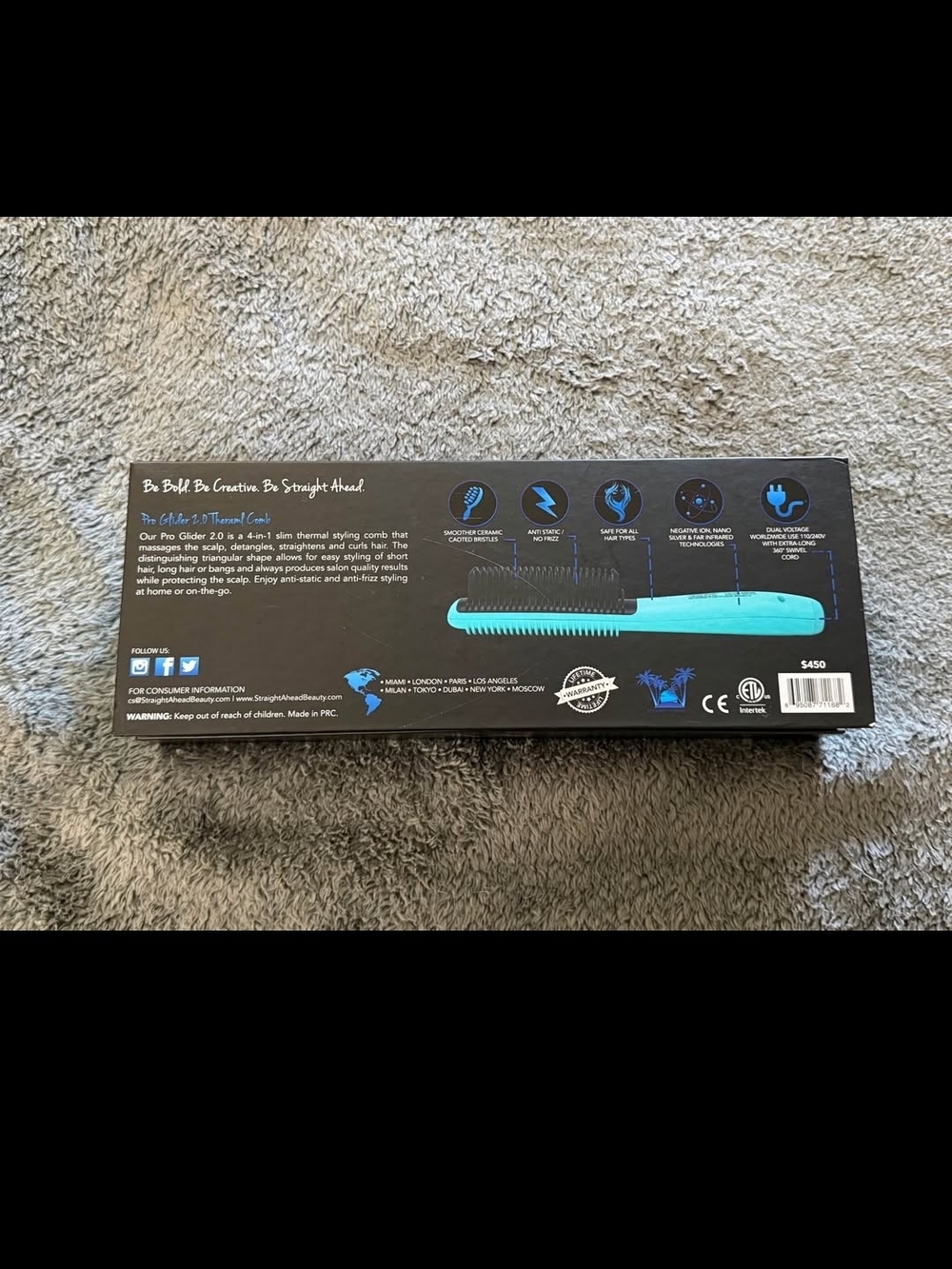 Straight Ahead Pro Glider 2-in-1 Thermal Styling Comb - Teal